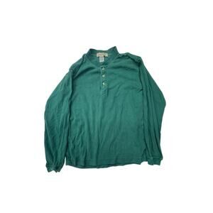 Vintage 90’s Green Long-Sleeve Henley Shirt -Boy’s XL Casual Top